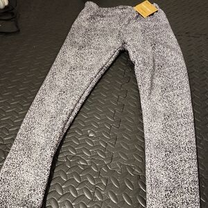 Women's Fleece lined Speckled Black and White Leggings, Size XS/S